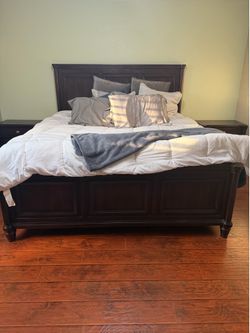 Bed frame and 2 night stands. (Mattress not included)