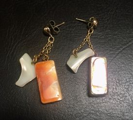 Stone and shell tassel earrings