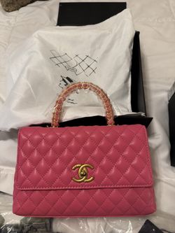 Stunning Chanel Top Handle Bag - Hot Pink Quilted Leather - Brand New!