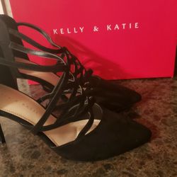 Kelly & Katie Women's Size 8.5 OGAN Black Cross Strap Stiletto 2.5 in Heels