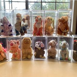 12 Chinese Zodiac Beanie Baby Complete Set. With Display Boxes