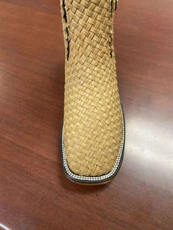 Botines charros de piel punta  cuadrada para hombre