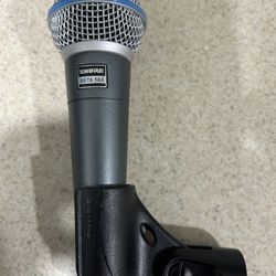 Shure Micrófono vocal BETA 58A - Micrófono dinámico supercardioide de un solo elemento para escenario y estudio, incluye adaptador de soporte ajustabl