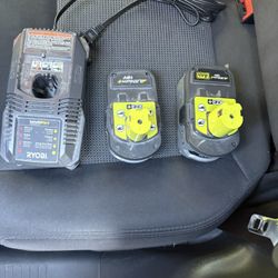 Ryobi Batteries And Charger 