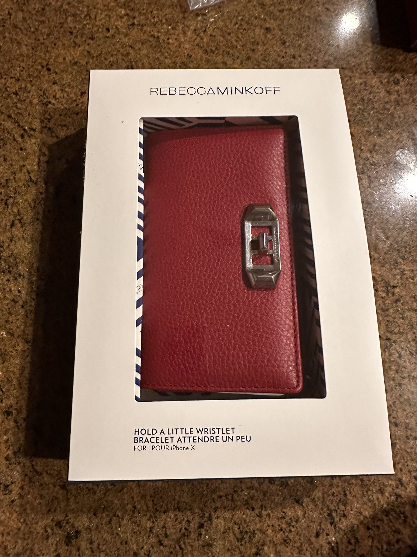 REBECCA MINKOFF - Red Leather - Love Lock iphone X Case Wristlet Wallet *NEW*