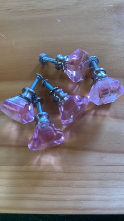 5 Pink Acrylic Drawer Pulls