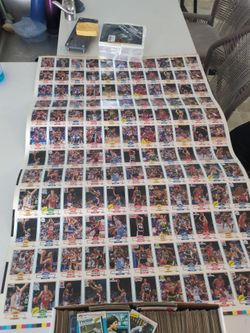Vintage 1990 Fleer basketball uncut sheet! Many stars