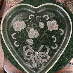 Vintage glass heart platter