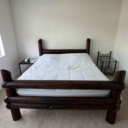 Solid Wood Log King Bed Frame – Heavy Duty Rustic Style 