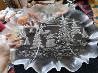Glass Winter Season Platter