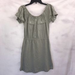 Derek Heart Green Puff Sleeve Off the Shoulder Milkmaid Mini Dress Medium
