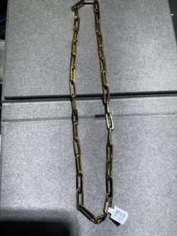 14k Yg Paper Clip Necklace Hallow 