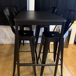 IKEA TOMMARYD Black Dining Table With 4 Chairs