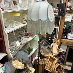 Victorian Floor Lamp With Blue Shade