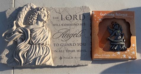 Angel Plaque and Gloria Duchin Ornament Set