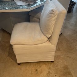 6 White Pillow top restoration Hardware Dining Chairs Sold Separately 