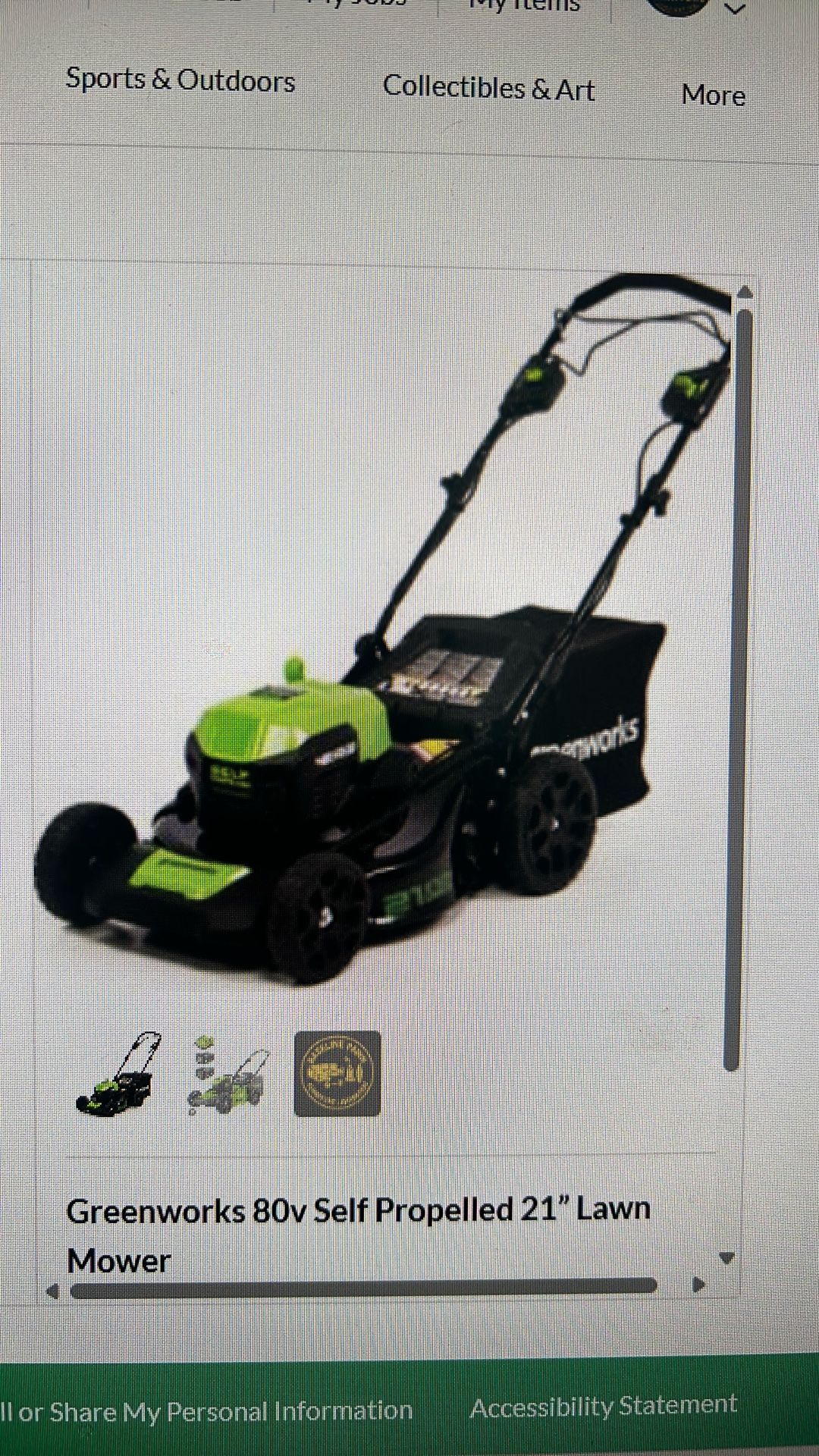 GREENWORKS 80v Self Propelled Lawn Mower
