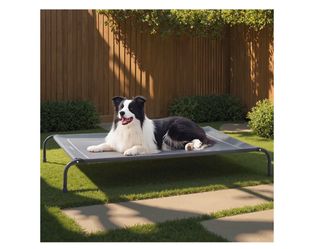Bedsure Outdoor Elevated Cooling Dog Bed Large Sized Dog, 49in Grey Portable raised camping pet cot hammock,Breathable Teslin mesh,Weather resistant,F