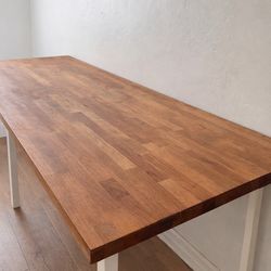 72” Butcher Block Table with White Steel Legs