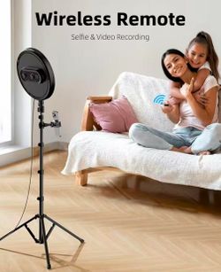 Large Ring Light with Stand, 72“ Tripod with Ring Light, 6500K Full-Screen Ringlight Tripod for iPhone with Phone Holder, Selfie Light for Makeup, Bar
