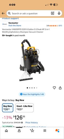  Vacmaster Shampoo Vacuum Cleaner