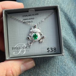 Sterling Silver Frog Necklace 