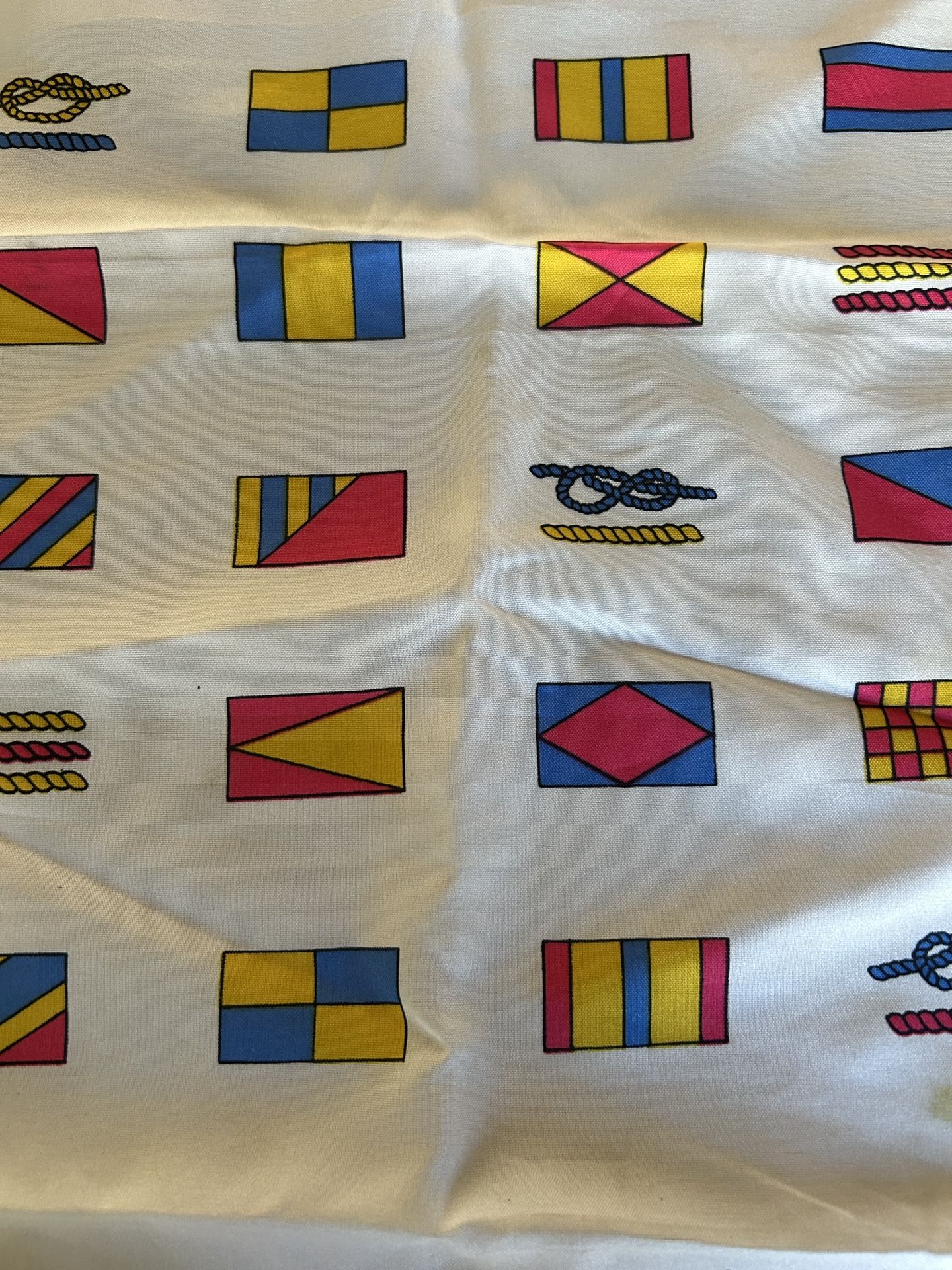 Nautical scarf 12” x 52” red, white and blue with yellow accent