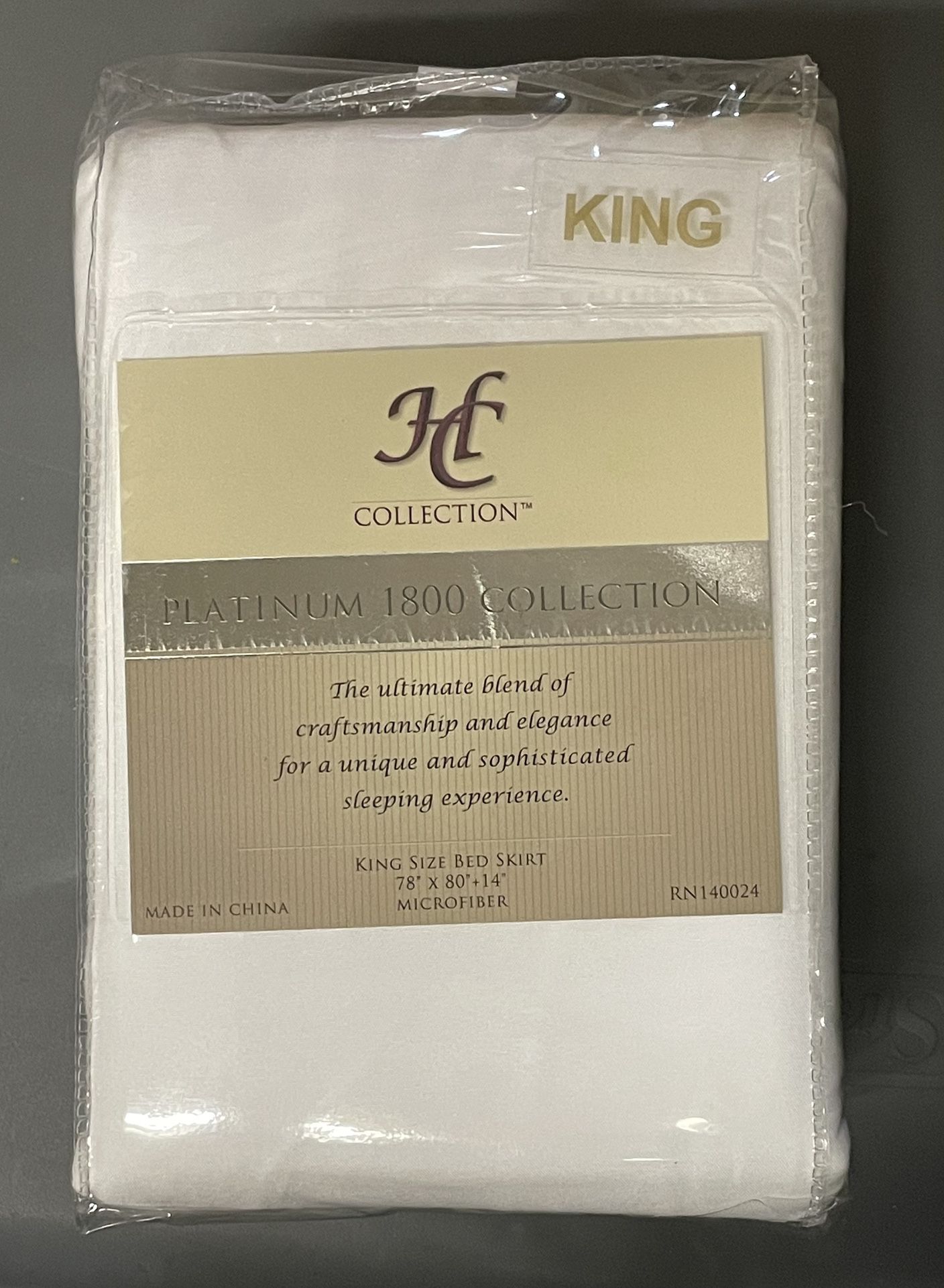 HC Collection Platinum 1800 Collection, King, microfiber Bed Skirt, white, NEW