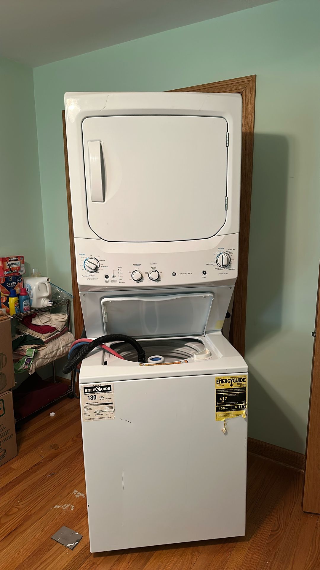 GE stackable washer/gas dryer