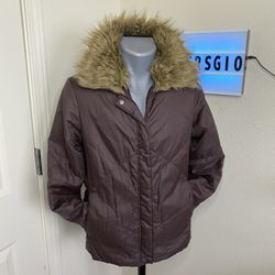 Fur Zip Up Jacket Japanese Nylon Y2K Small Parka Coat 