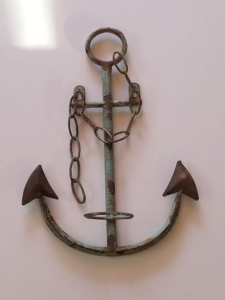 Distressed Metal Anchor Candle Holder 