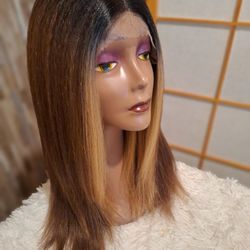 Human Hair Blend Lace Front Wig 