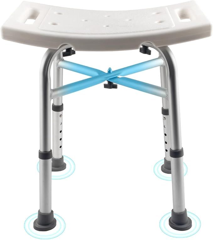 Synberli Shower Chair for Inside Shower, Upgrade Adjustable Lightweight Shower Stool Non-Slip Bath Seat for Elderly, Seniors, and Disabled Adults