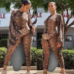 Snake Skin Jumpsuit & Cardigan Set
