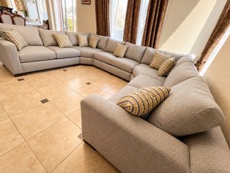 Large Gray Fabric Sectional Sofa