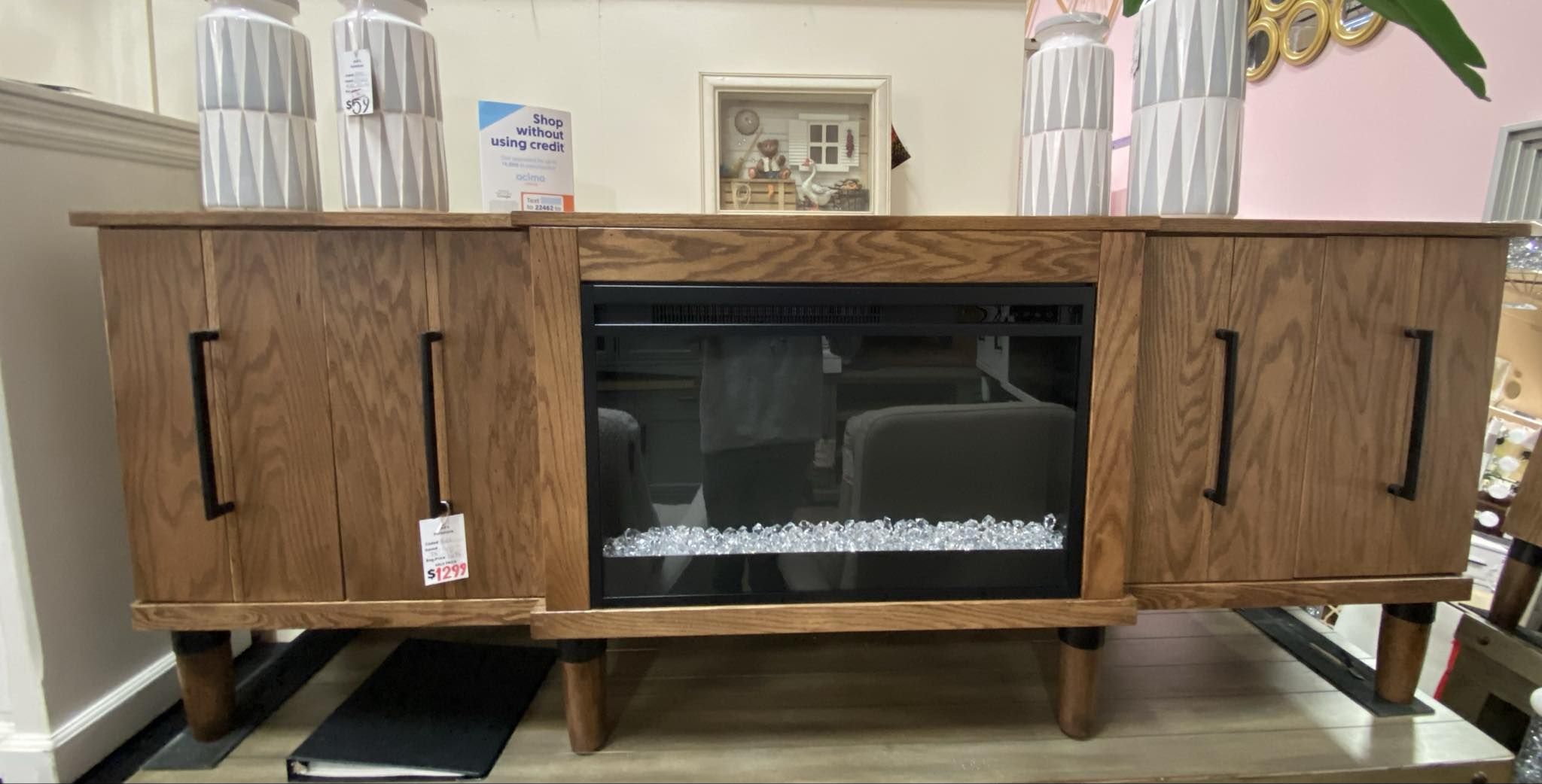 New New New!!! Contemporary Electric Heated Fireplace Console!!!