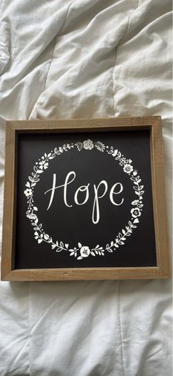 Hope Framed Wood Wall Sign