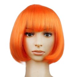 Orange Bob Costume Wig Cosplay 