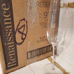 NEW Reserve by Libbey 9138 Renaissance 8 oz. Champagne Flute Clear Glass Glasses Lot of 8 Wedding 