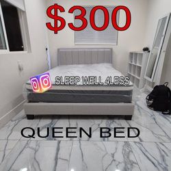 NEW  QUEEN BED FRAME AND MATTRESS 