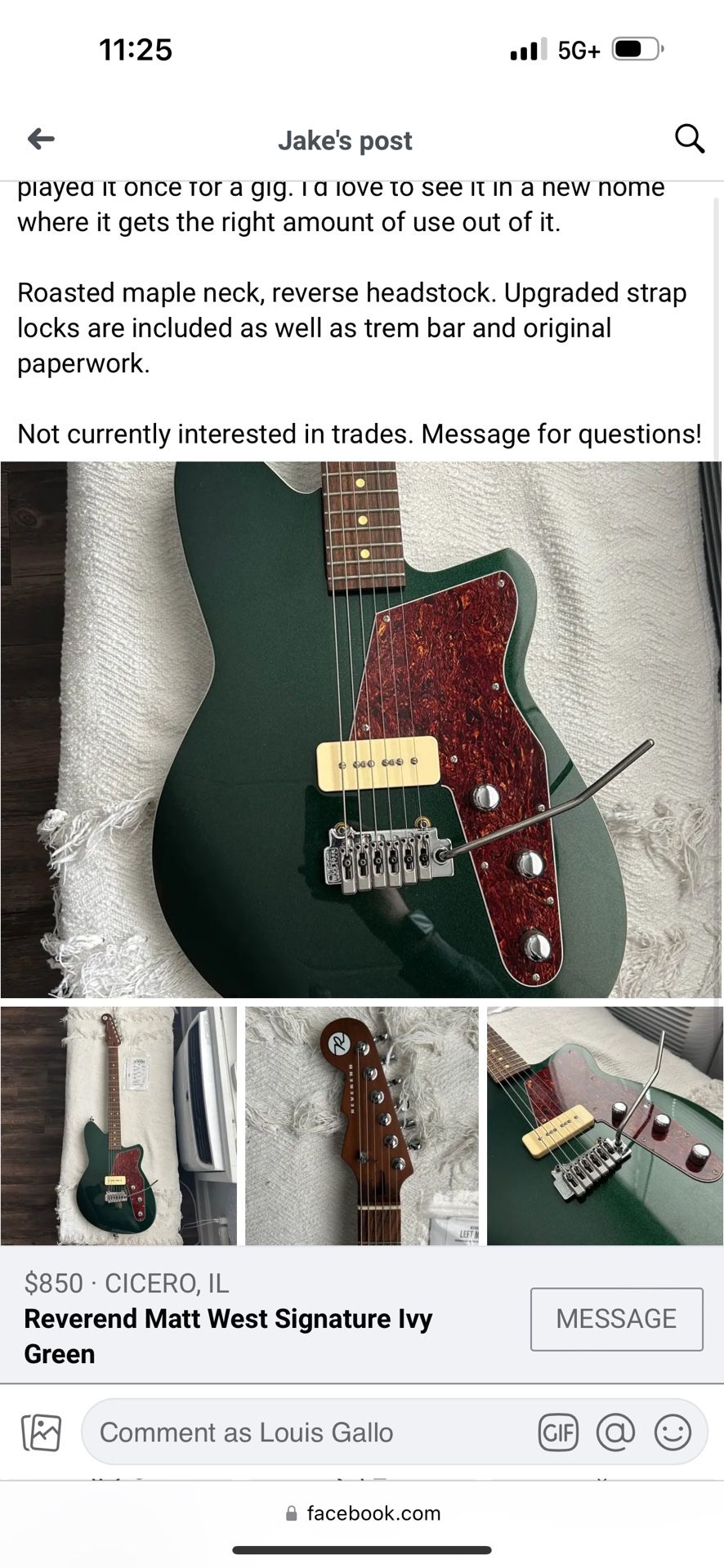 Electric Guitar, Paid 650 For It Give Me An Offer