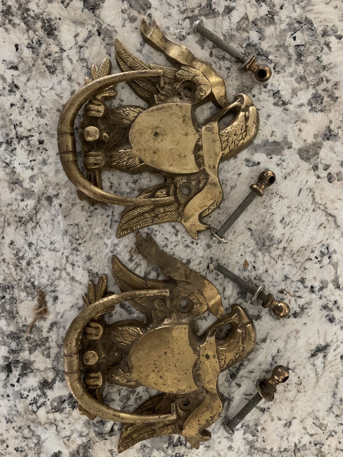 Set of two solid brass eagle door knockers