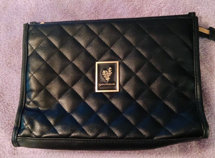 Black Quilted Clutch Purse or Makeup Bag