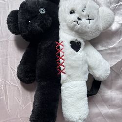 Black & White Double-Headed Bear Plush Mini Backpack