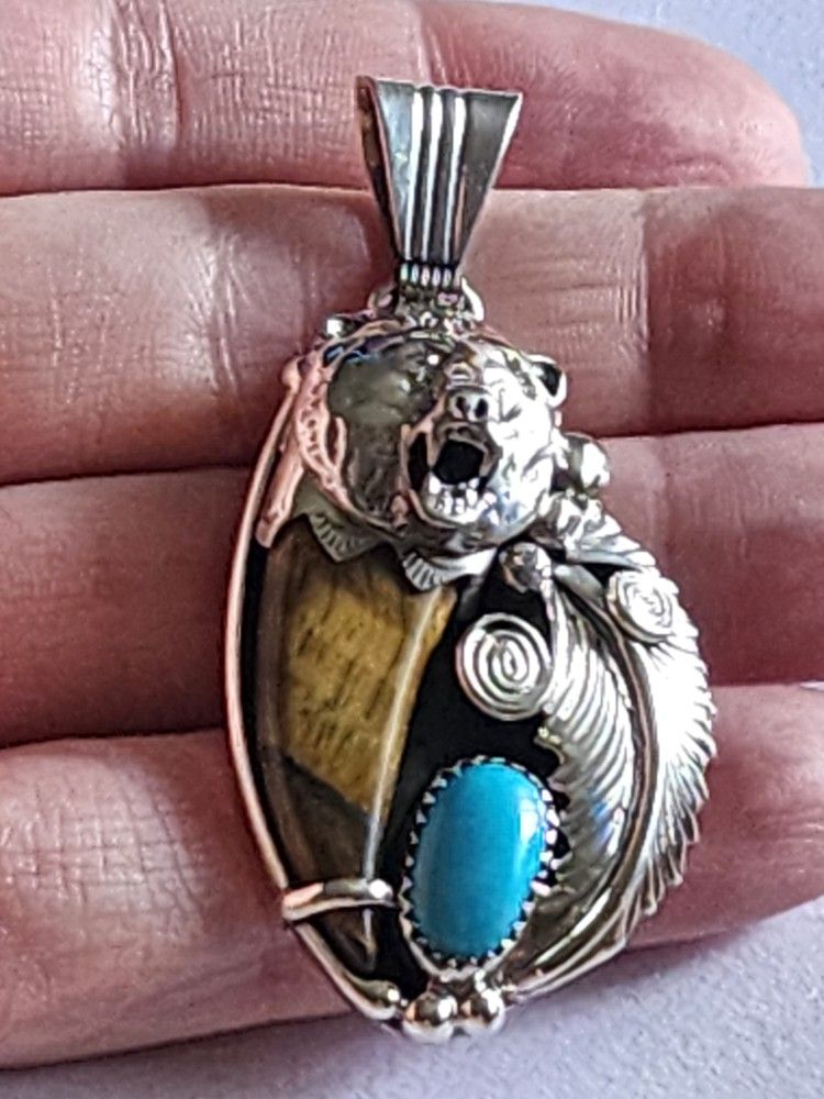 Designer .925 Silver Bear Pendant