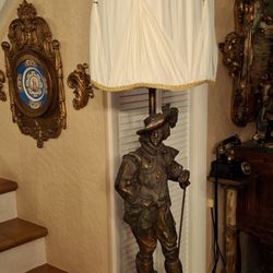 Antique Spelter Big Statue Lamp 