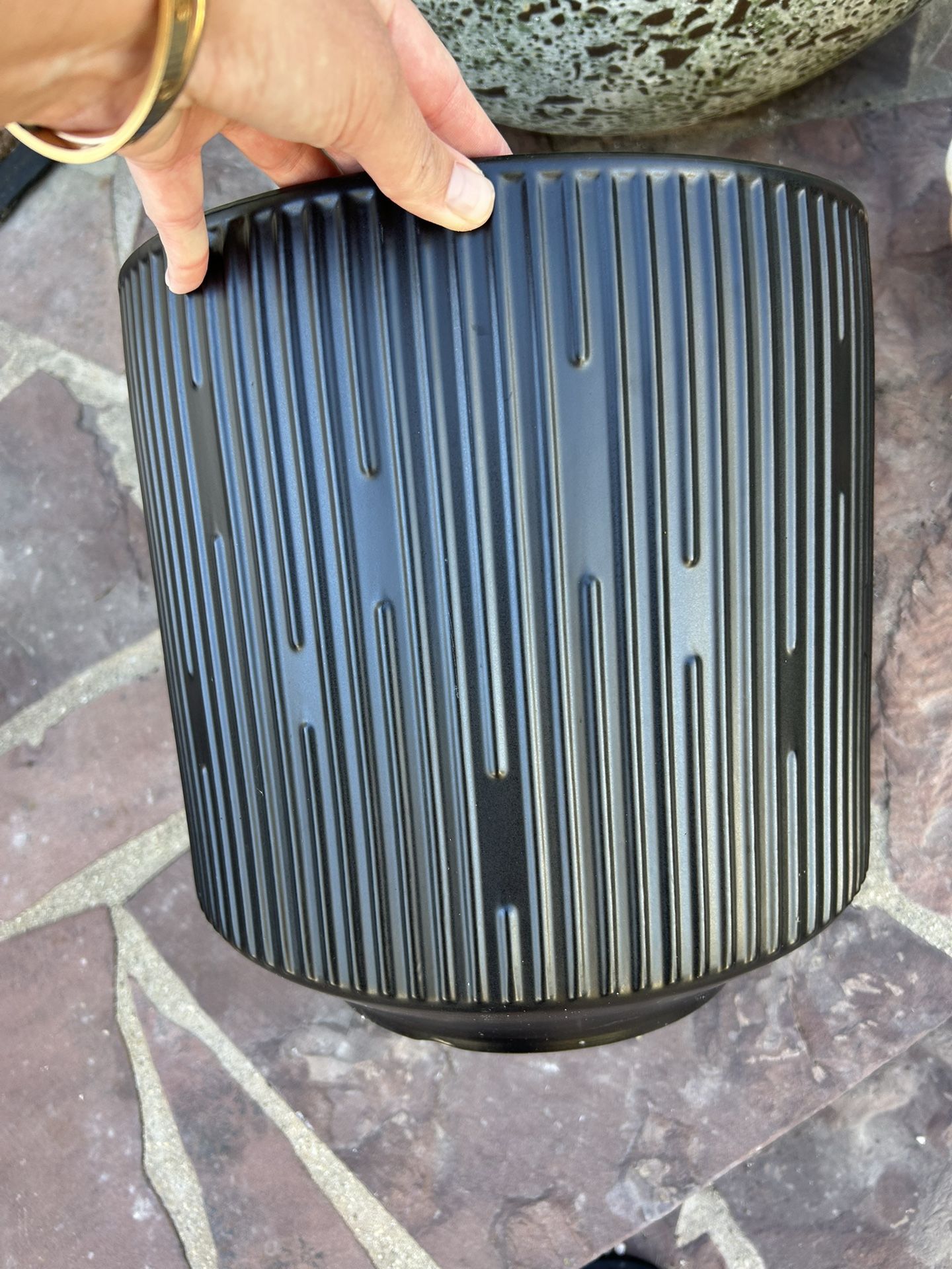 Black Matte Modern Minimalist Planter Pot Drainage Ceramic Indoor Outdoor Mid Century Style 12x12”