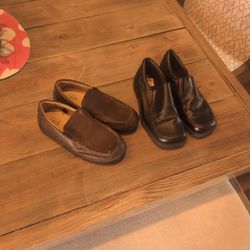 2 Pairs Boys Slip On Leather Dress Shoes