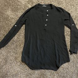 Black Silky Longer Blouse 