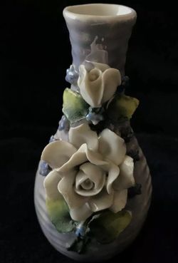 MINIATURE PORCELAIN VASE WITH FLOWERS MADE IN GERMANY